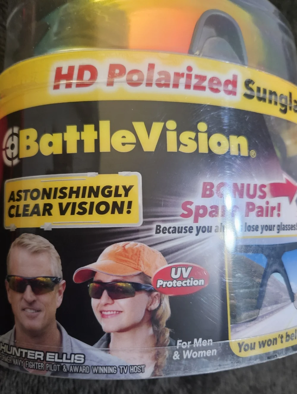 BattleVision Sunglasses As Seen on TV HD Polarized 2 Pairs, Eliminates Glare, Op